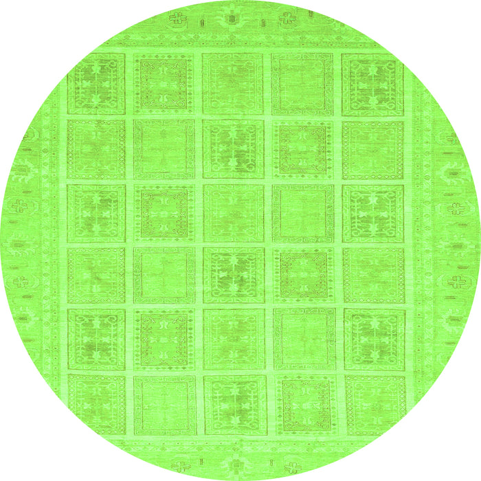 Round Machine Washable Abstract Green Modern Area Rugs, wshabs4059grn