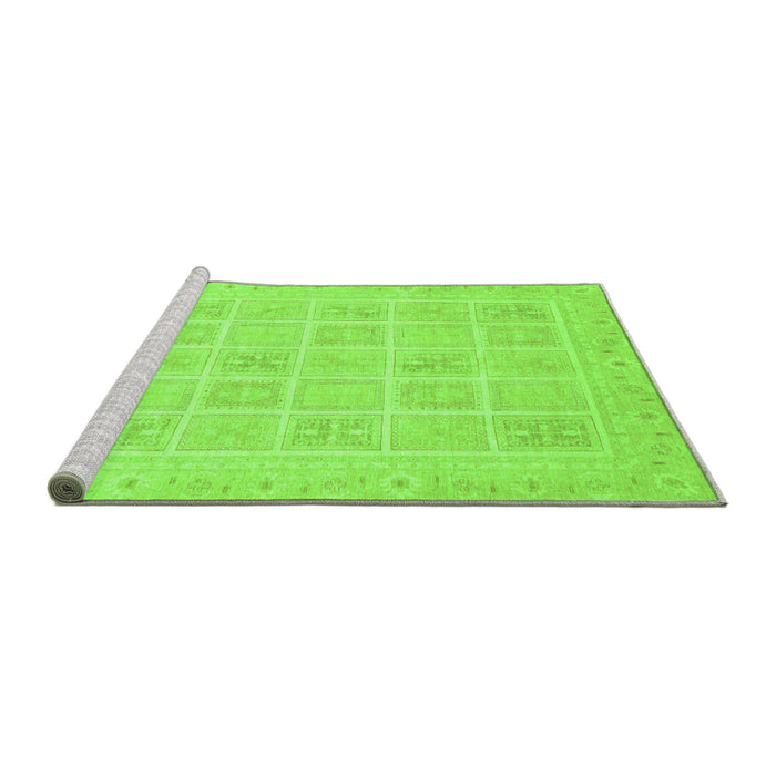 Sideview of Machine Washable Abstract Green Modern Area Rugs, wshabs4059grn