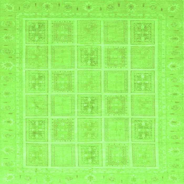 Square Machine Washable Abstract Green Modern Area Rugs, wshabs4059grn