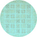 Round Machine Washable Abstract Light Blue Modern Rug, wshabs4059lblu