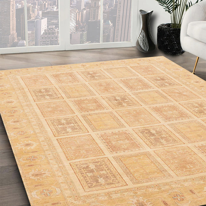 Abstract Yellow Modern Rug in Family Room, abs4059