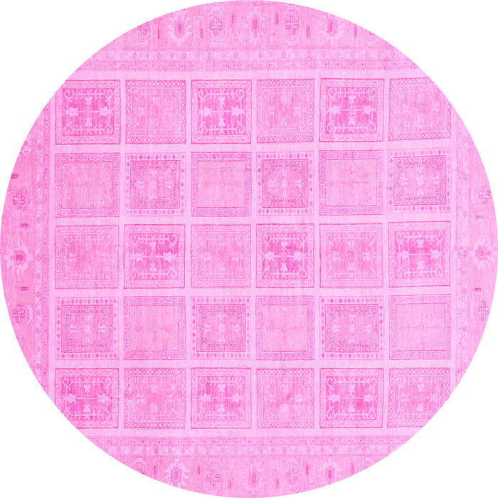Round Abstract Pink Modern Rug, abs4059pnk
