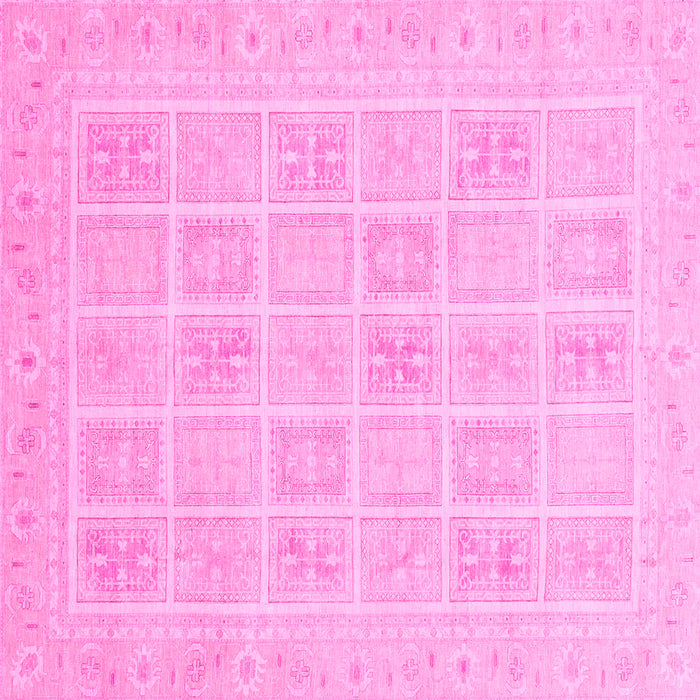 Square Machine Washable Abstract Pink Modern Rug, wshabs4059pnk