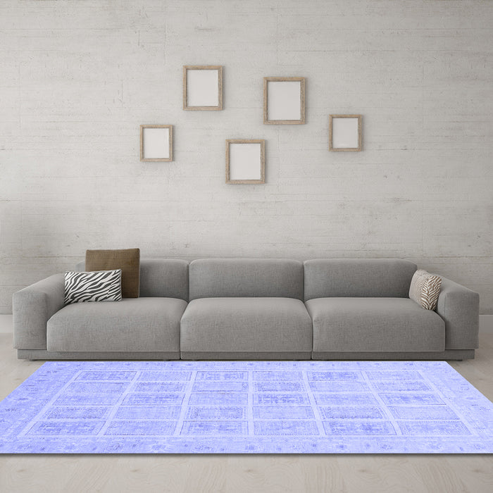 Machine Washable Abstract Blue Modern Rug in a Living Room, wshabs4059blu