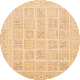 Round Abstract Yellow Modern Rug, abs4059