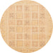 Round Abstract Yellow Modern Rug, abs4059