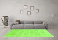 Machine Washable Abstract Green Modern Rug, wshabs4059grn