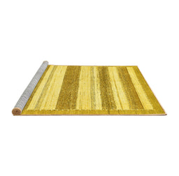 Sideview of Machine Washable Solid Yellow Modern Rug, wshabs405yw