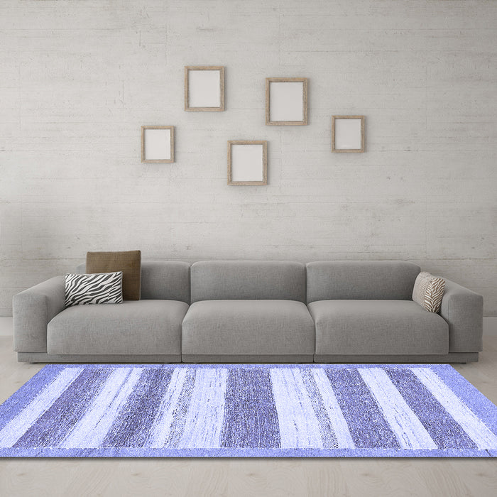 Machine Washable Solid Blue Modern Rug in a Living Room, wshabs405blu