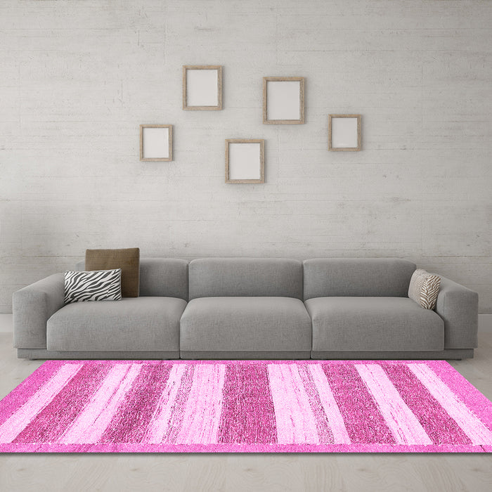 Machine Washable Solid Pink Modern Rug in a Living Room, wshabs405pnk