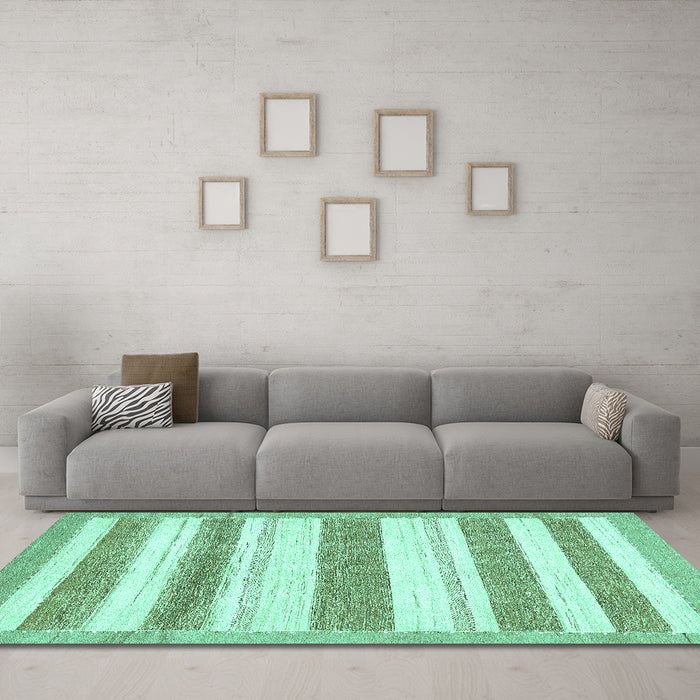 Machine Washable Solid Turquoise Modern Area Rugs in a Living Room,, wshabs405turq