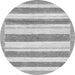 Round Machine Washable Solid Gray Modern Rug, wshabs405gry