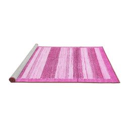 Sideview of Machine Washable Solid Pink Modern Rug, wshabs405pnk