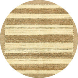 Round Machine Washable Abstract Sun Yellow Rug, wshabs405