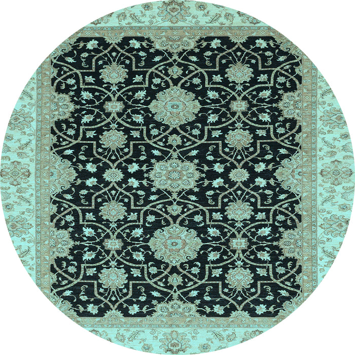 Round Oriental Light Blue Traditional Rug, abs4060lblu