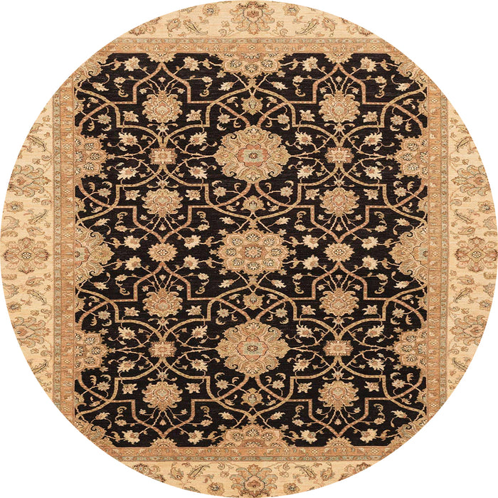 Round Abstract Sangria Brown Oriental Rug, abs4060