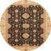 Round Abstract Sangria Brown Oriental Rug, abs4060