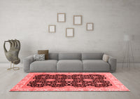 Machine Washable Oriental Red Traditional Rug, wshabs4060red