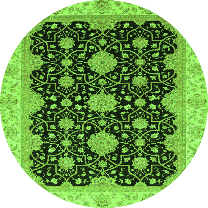 Round Machine Washable Oriental Green Traditional Area Rugs, wshabs4060grn