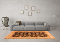 Machine Washable Oriental Orange Traditional Rug, wshabs4060org