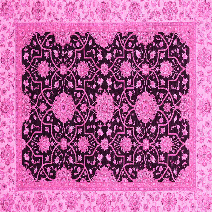 Square Machine Washable Oriental Pink Traditional Rug, wshabs4060pnk