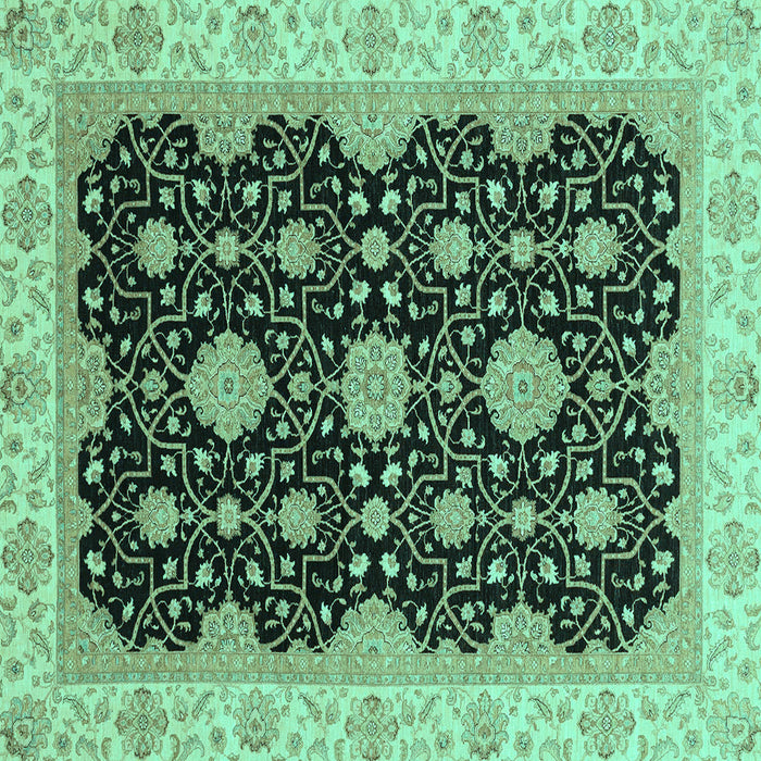 Square Machine Washable Oriental Turquoise Traditional Area Rugs, wshabs4060turq