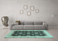 Machine Washable Oriental Light Blue Traditional Rug, wshabs4060lblu