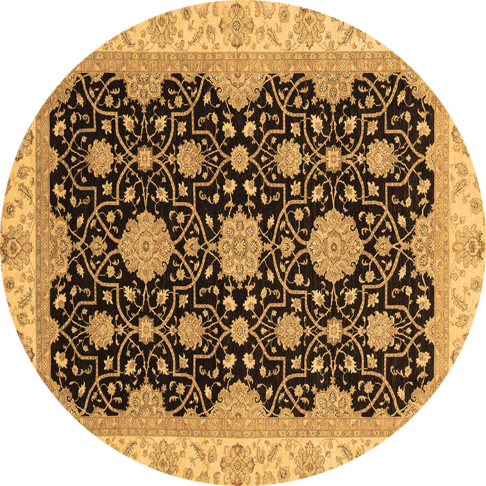 Round Oriental Brown Traditional Rug, abs4060brn