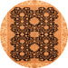 Round Machine Washable Oriental Orange Traditional Area Rugs, wshabs4060org