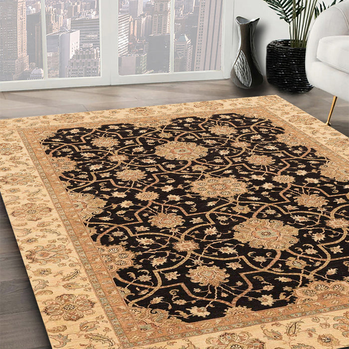 Machine Washable Abstract Sangria Brown Rug in a Family Room, wshabs4060