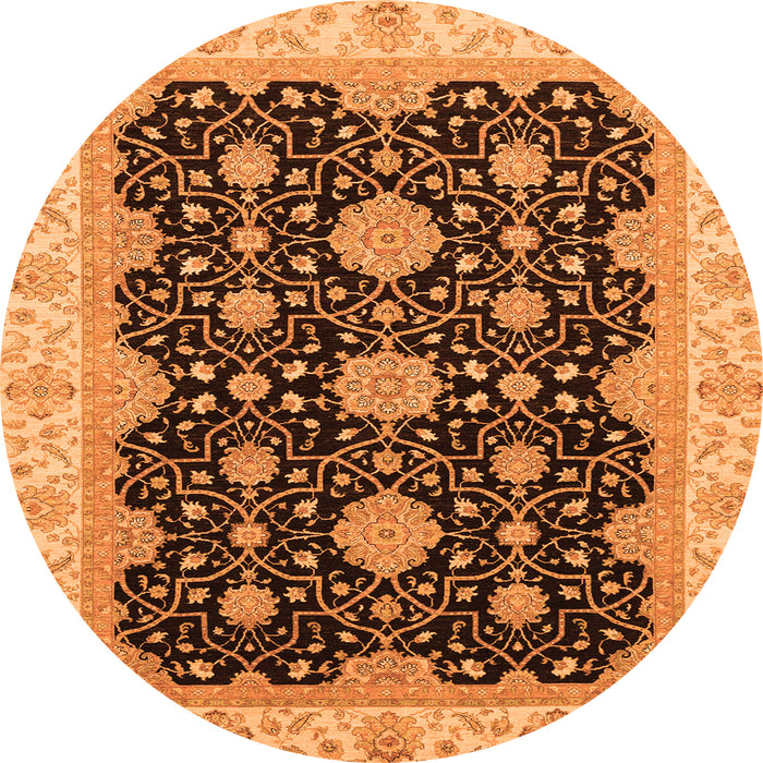 Round Oriental Orange Traditional Rug, abs4060org
