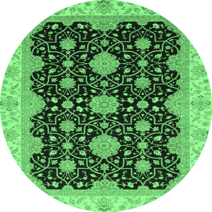 Round Oriental Emerald Green Traditional Rug, abs4060emgrn