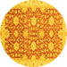 Round Machine Washable Oriental Yellow Traditional Rug, wshabs4061yw