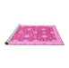 Sideview of Machine Washable Oriental Pink Traditional Rug, wshabs4061pnk
