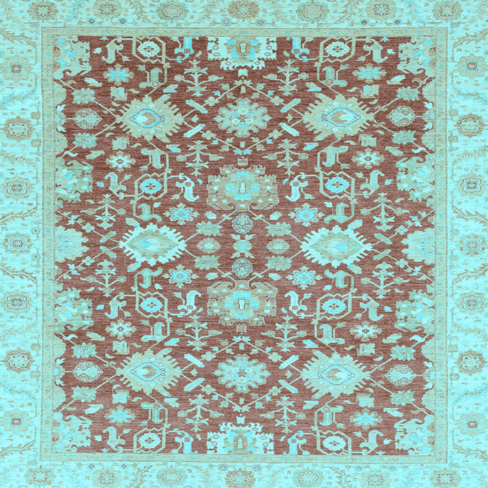 Square Oriental Light Blue Traditional Rug, abs4061lblu