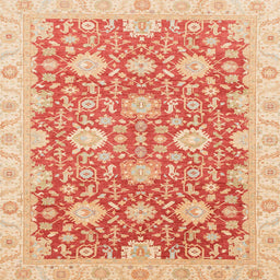 Square Abstract Bright Orange Oriental Rug, abs4061