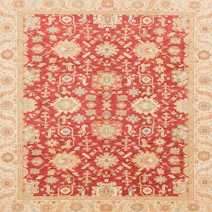 Square Abstract Bright Orange Oriental Rug, abs4061