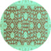 Round Oriental Turquoise Traditional Rug, abs4061turq