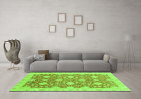 Machine Washable Oriental Green Traditional Rug, wshabs4061grn