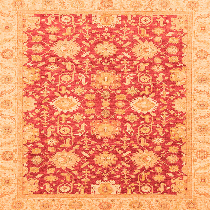 Square Machine Washable Oriental Orange Traditional Area Rugs, wshabs4061org