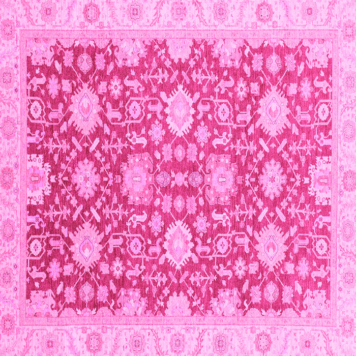 Square Machine Washable Oriental Pink Traditional Rug, wshabs4061pnk