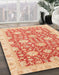 Abstract Bright Orange Oriental Rug in Family Room, abs4061