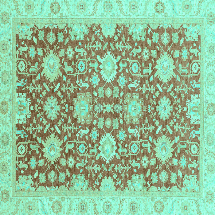 Square Oriental Turquoise Traditional Rug, abs4061turq