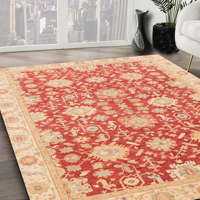 Machine Washable Abstract Bright Orange Rug in a Family Room, wshabs4061