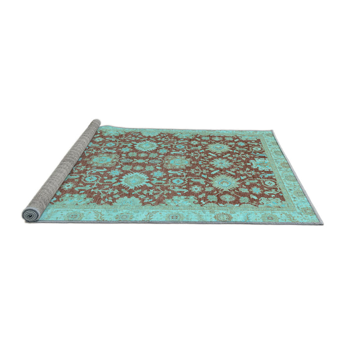 Sideview of Machine Washable Oriental Light Blue Traditional Rug, wshabs4061lblu