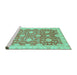 Sideview of Machine Washable Oriental Turquoise Traditional Area Rugs, wshabs4061turq