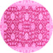 Round Oriental Pink Traditional Rug, abs4061pnk