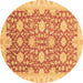 Round Oriental Brown Traditional Rug, abs4061brn