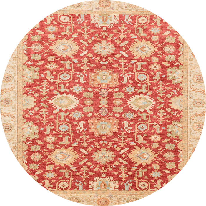 Round Machine Washable Abstract Bright Orange Rug, wshabs4061