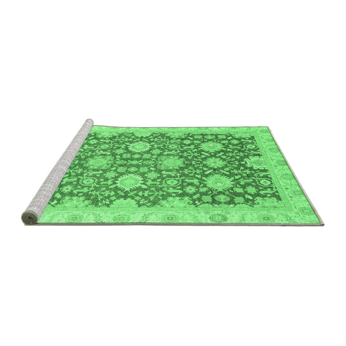 Sideview of Machine Washable Oriental Emerald Green Traditional Area Rugs, wshabs4061emgrn